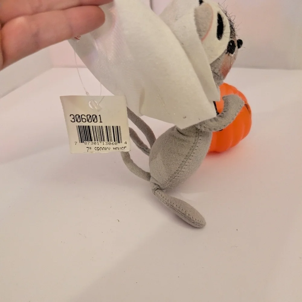 Annalee Halloween Mouse Figurine with Pumpkin Pail - 7 inches